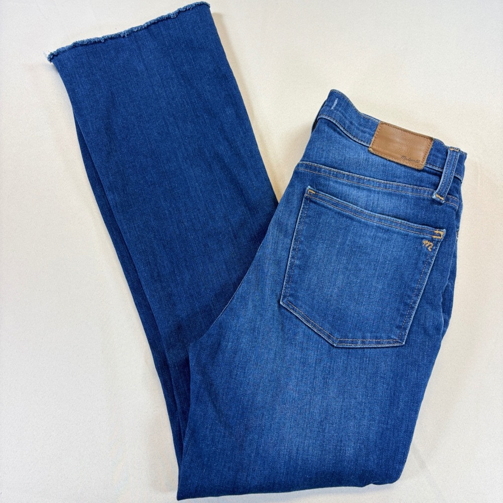 Madewell Cali Demi-Boot Jeans Women 28Tall Medium Wash Crop Raw Hem Denim  Flare